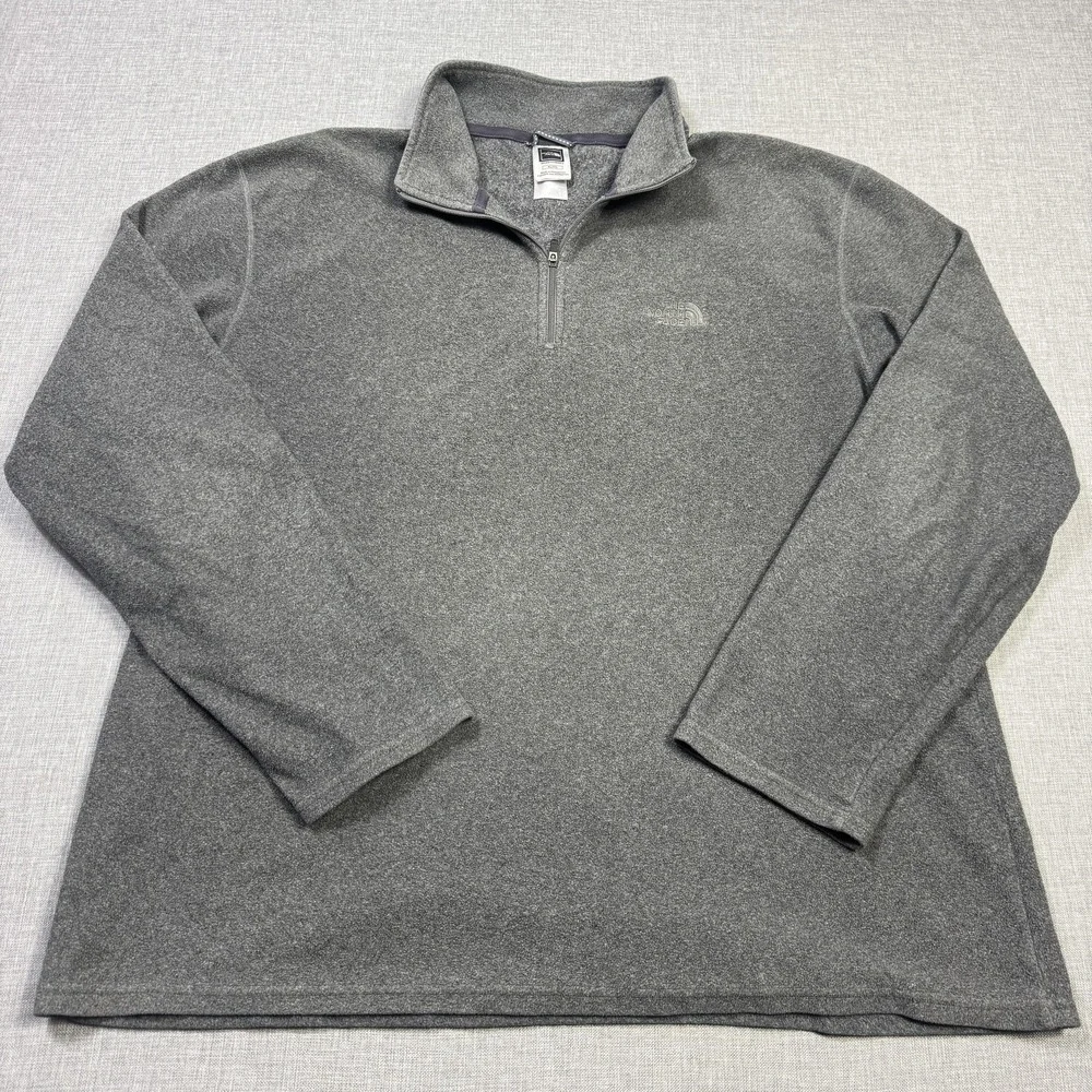 The North Face TKA 100 Sweatshirt Mens XL Gray Pullover 1/4 Zip Fleece Mock Neck
